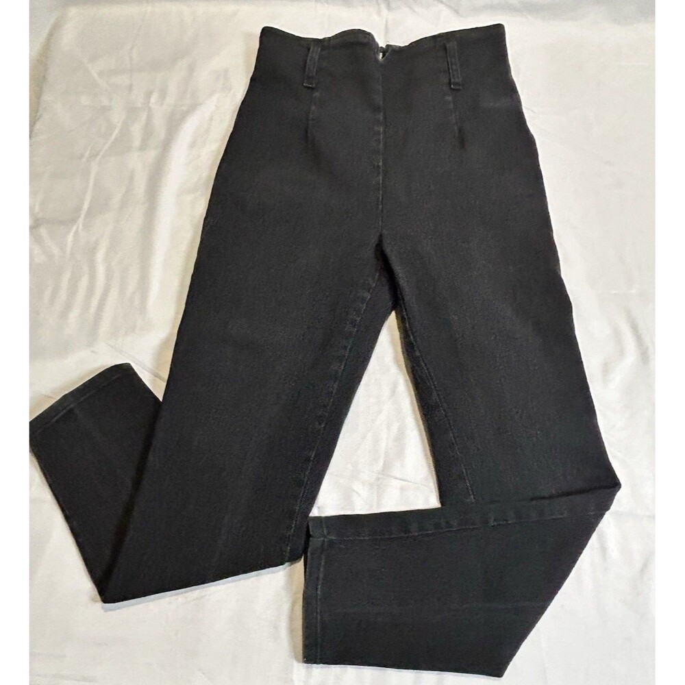 Vintage Frederick's of Hollywood High Waisted V-Front Jeans Pants Back Zipper 80